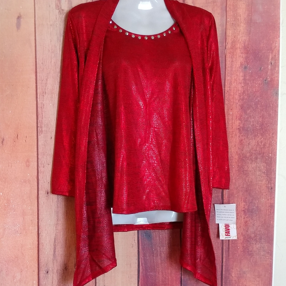 *Ruby Rd. Women Red Long Sleeve Blouse Size MP. B15-137